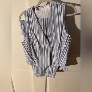 Striped Blue and White Sleeveless Top